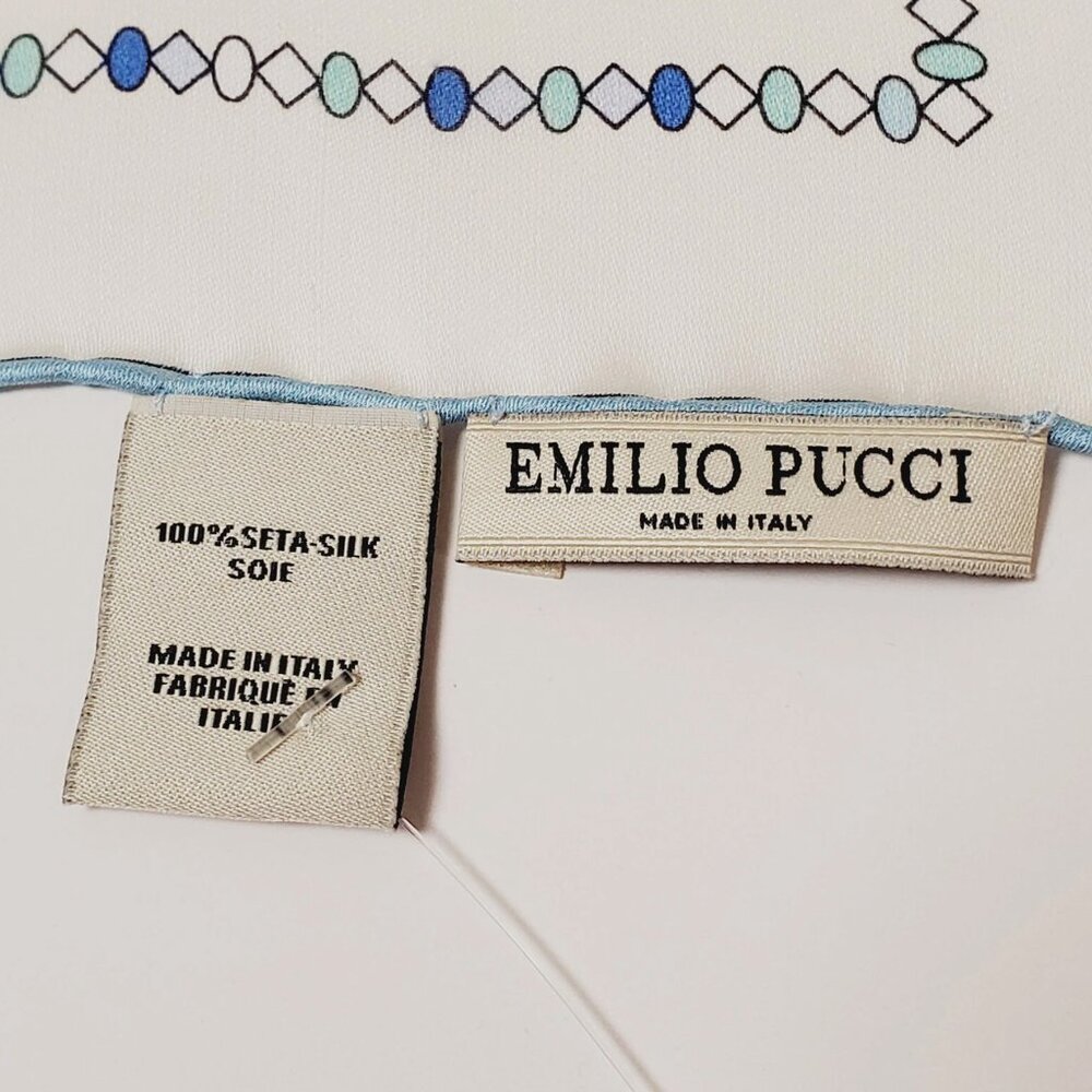 EMILIO PUCCI SCARF PRINT CHIFFON SILK SIGNATURE LOGO SQUARE SCARF 34" - Picture 9 of 9